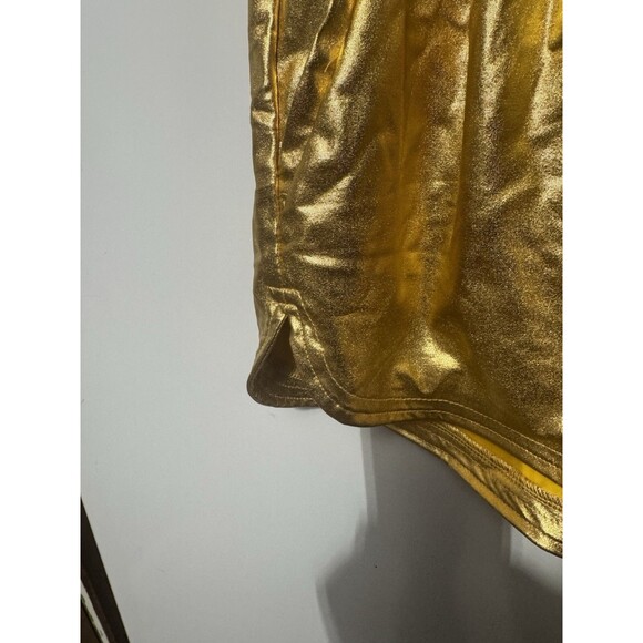 SweatyRocks Hot Pants Shorts Pockets Elastic Waist Shiny Metallic Gold Large - Picture 2 of 12